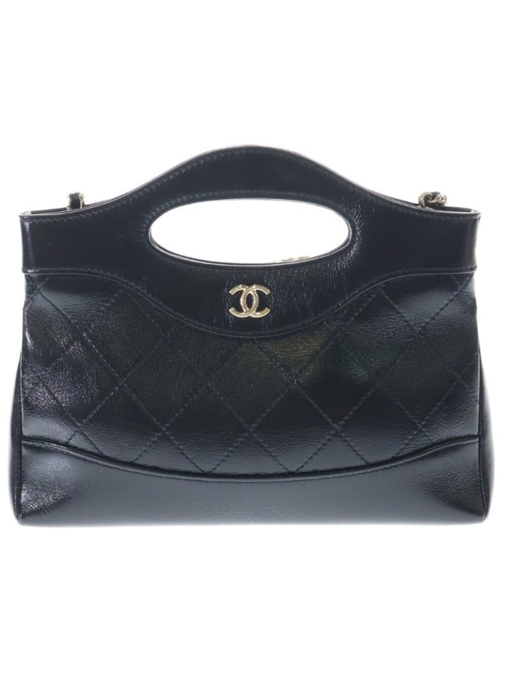 Chanel 31 Quilted Mini Shiny Calfskin Leather 2-Way Chain Shoulder Hand Bag